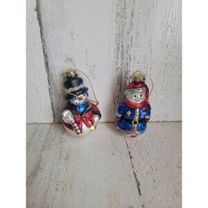 Snowman candy cane blown glass ornament Xmas‎ set